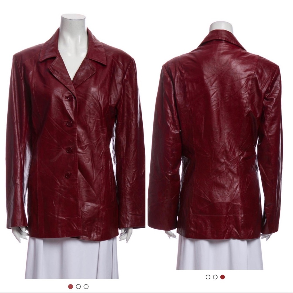 Authentic Vera Pelle burgundy jacket size L - Picture 1 of 14